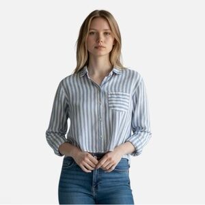 Abercrombie Striped Cropped Button-Up Shirt